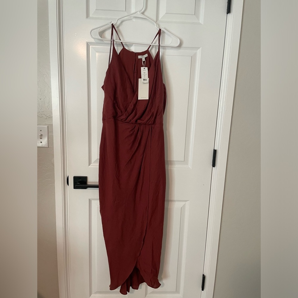 Joie Women's Red Sleeveless V Neck Tanika Tulip Front Midi Dress Size L‎ NWT - Picture 2 of 9